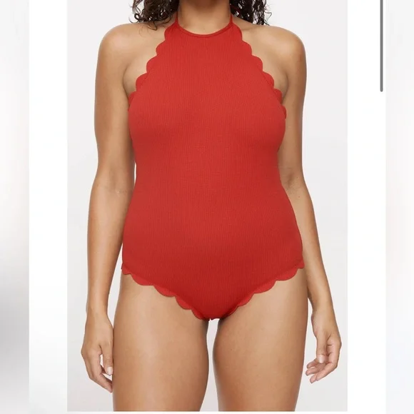 Marysia mott scalloped swimsuit in Stone One Pieces